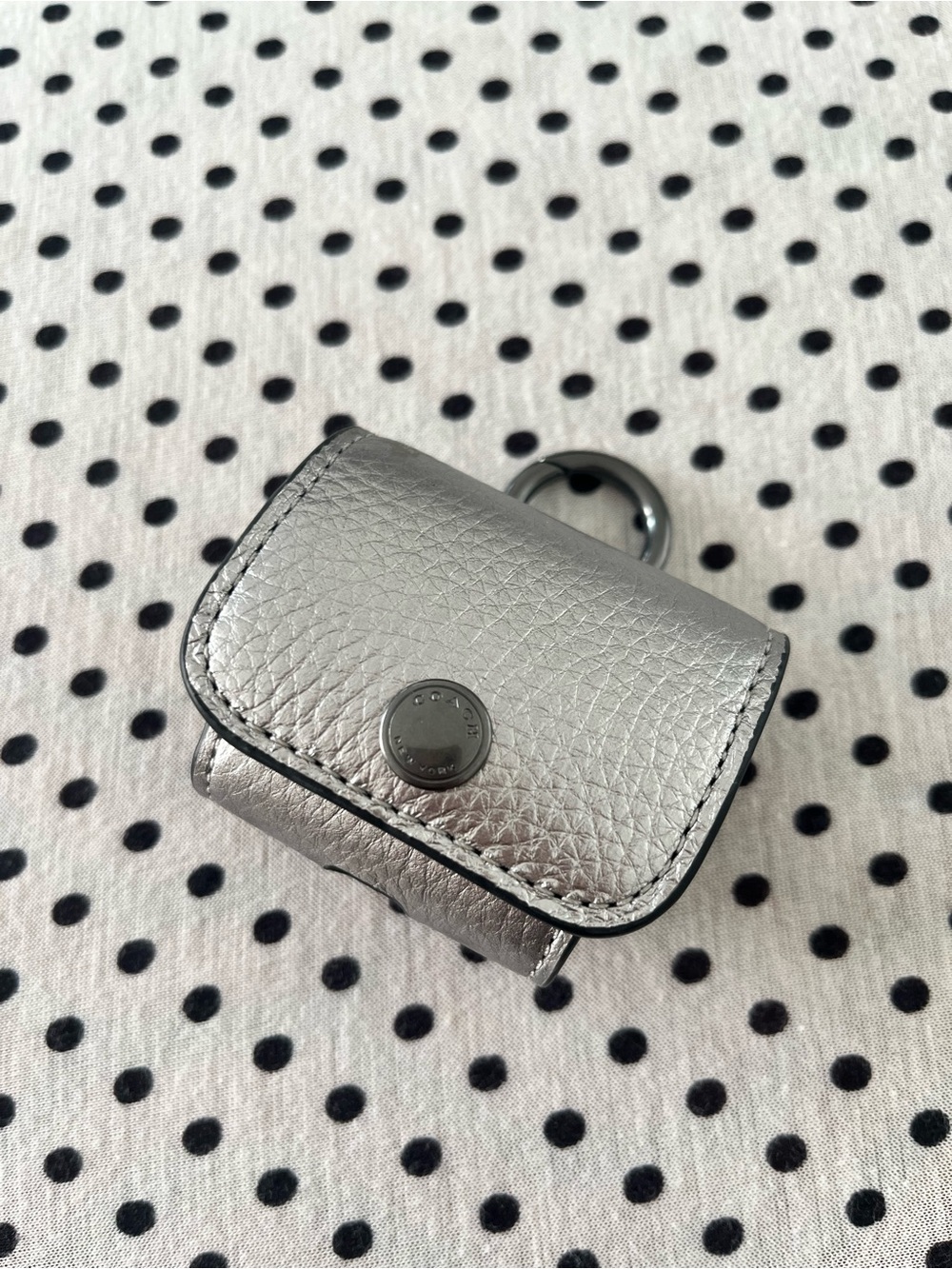 Coach Metallic Silver Leather AirPod Pro/ Accessory Case